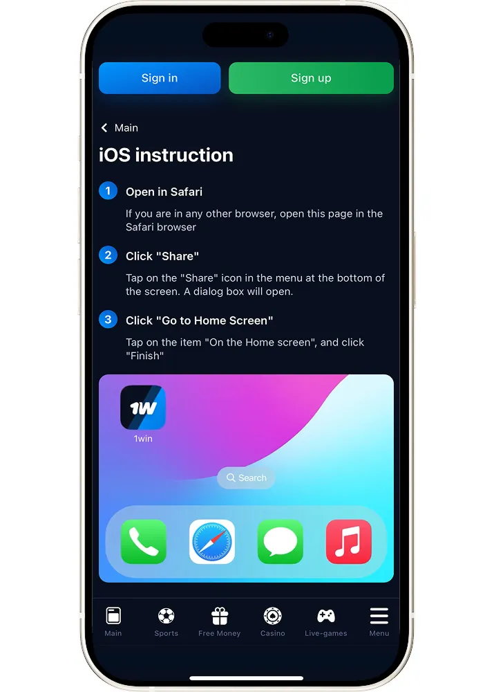 Cách tải ứng dụng 1win trên iOS