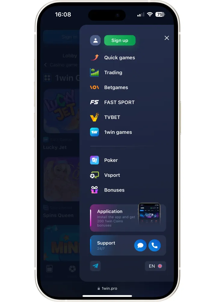 Các tính năng nổi bật của ứng dụng di động 1win